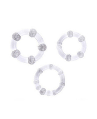 Pack 3 cockring transparents avec billes 